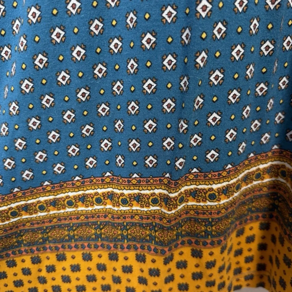 Anthropologie Maeve Large Blue Beloved Tie Front 3/4 Sleeve Jersey Midi Dress